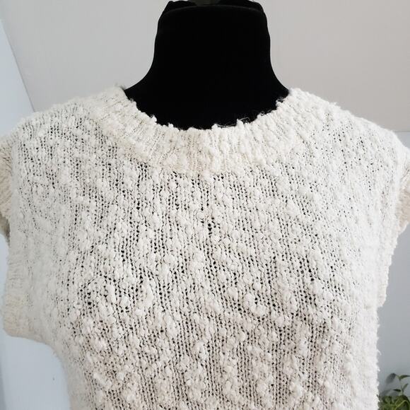 Chaus Sweater Womens White Ivory Short Sleeve Knit Textured Top Medium Minimal - Picture 5 of 11